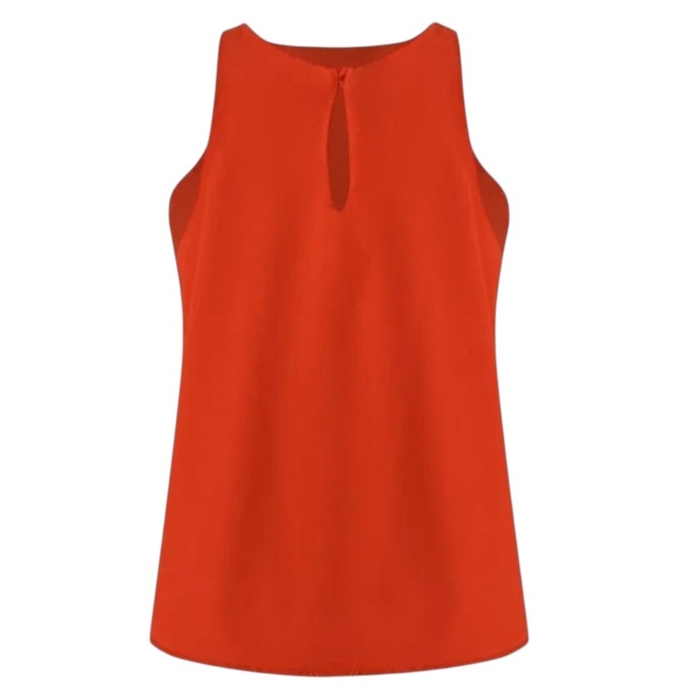 Diane Von Furstenburg silk blend sleeveless orange top Sz M excellent condition